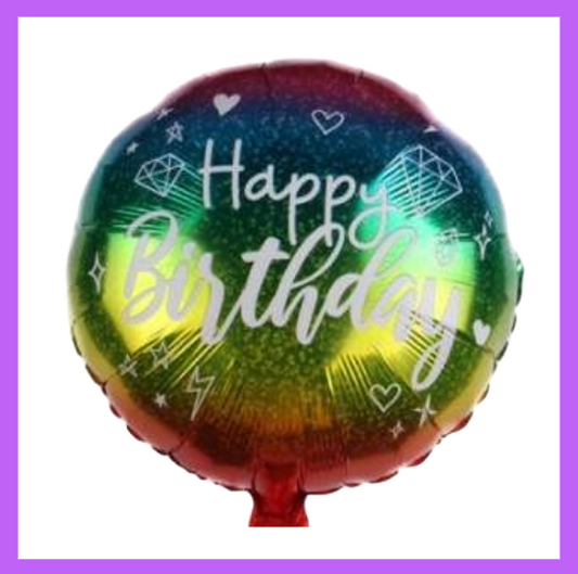 18" Round Rainbow Color Happy Birthday Foil Balloon HB17