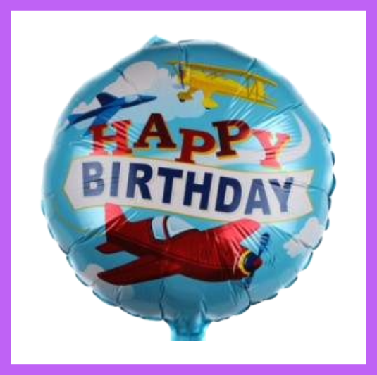 18" Round Happy Birthday with Airplane Foil Balloon HB14