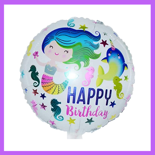 18" Mermaid Round Birthday Foil Balloon HB25