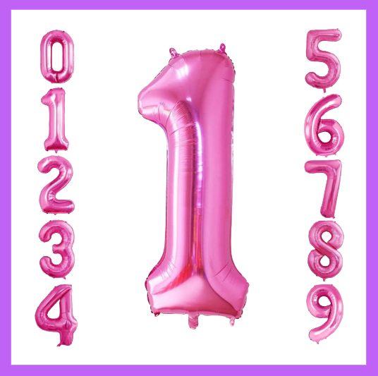 40" Pink Numbers Foil Balloons