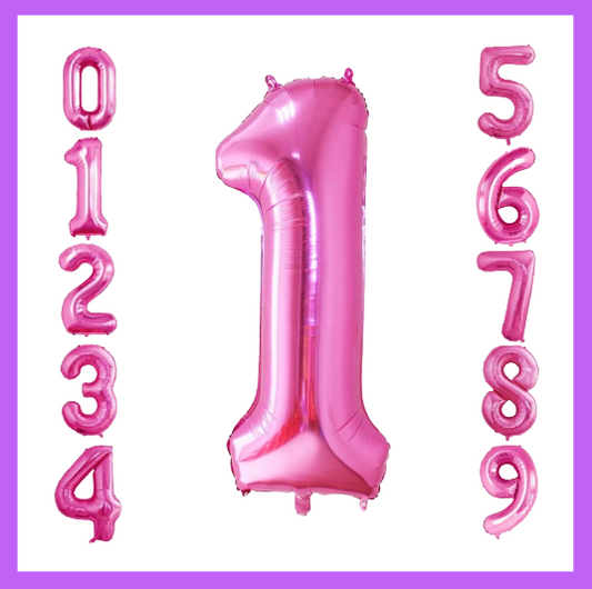 40" Pink Numbers Foil Balloons