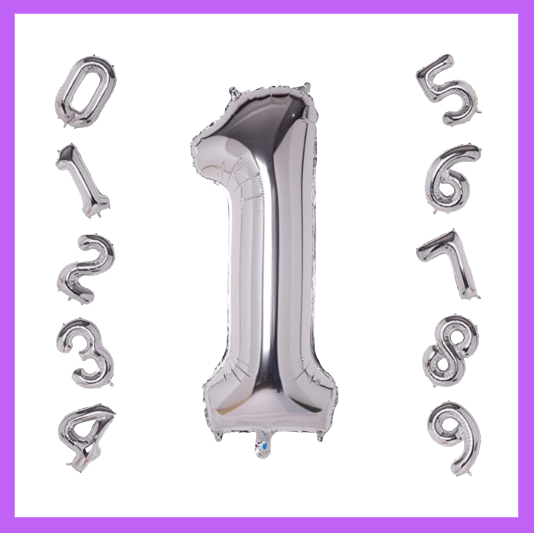 40" Silver Number Foil Balloons