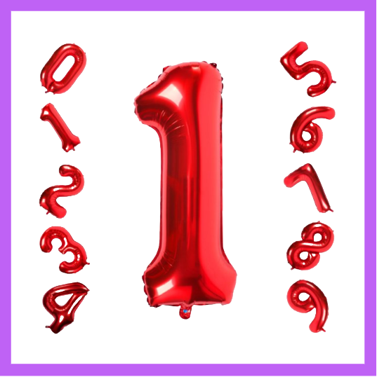 40" Red Number Foil Balloons