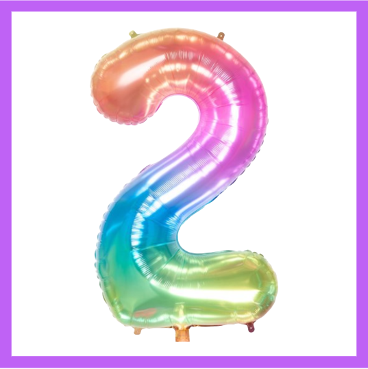 40" Rainbow Number Foil Balloons