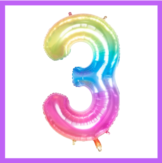 40" Rainbow Number Foil Balloons