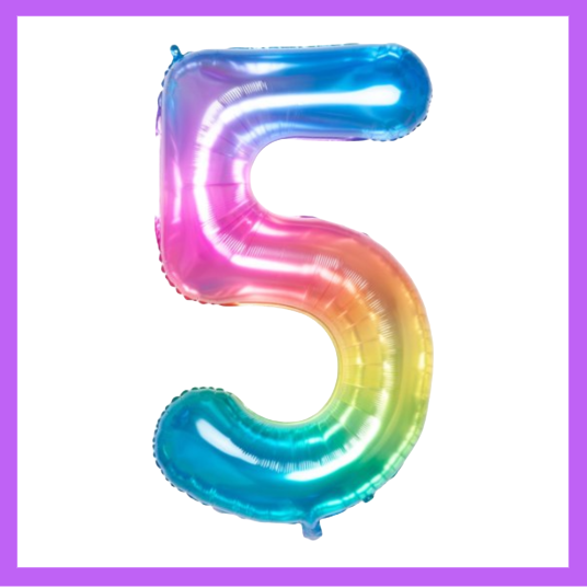 40" Rainbow Number Foil Balloons