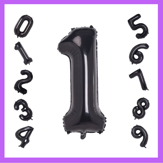 40" Black Number Foil Balloons