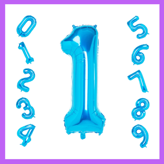 40" Blue Number Foil Balloons