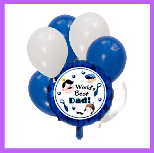 6 Pcs World Best Dad Balloon Bouquet BQ21