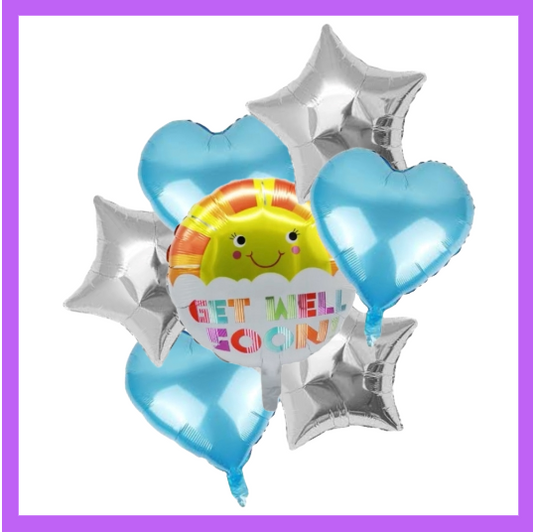 7 Pcs Set Get Well Soon Balloon With Stars and Hearts BQ16