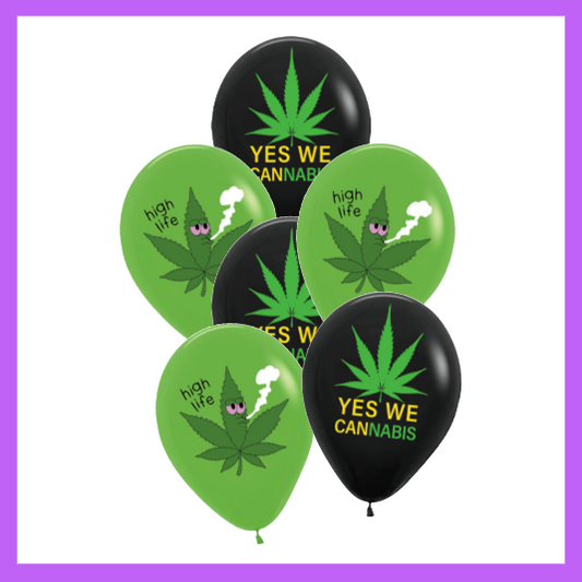 6 Pcs Set of Cannabis Weed Leaf Themed Balloons BQ148