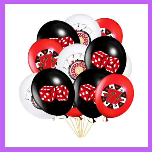 12 Pcs Set of Casino Themed Balloons BQ144