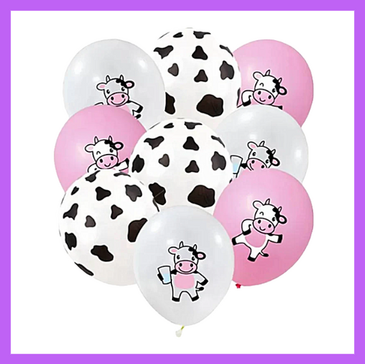 12 Pcs Set of Cute Cow Latex Balloons BQ130