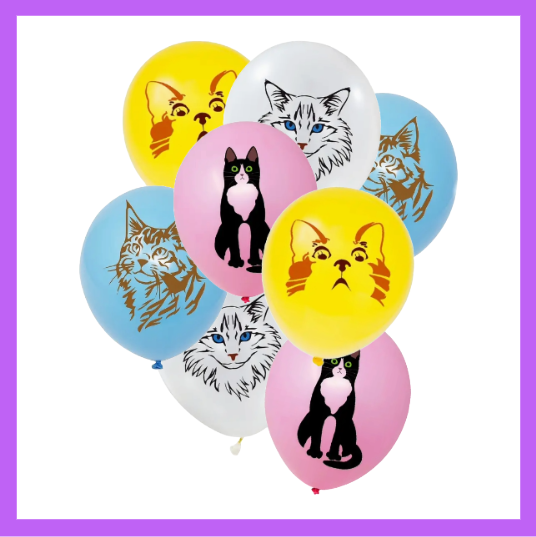 8 Pcs set of Super Cute Assorted Cat Balloon Bouquet BQ111