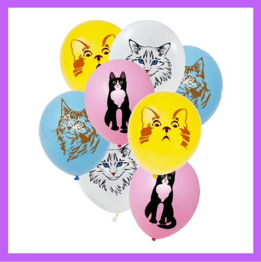 8 Pcs set of Super Cute Assorted Cat Balloon Bouquet BQ111