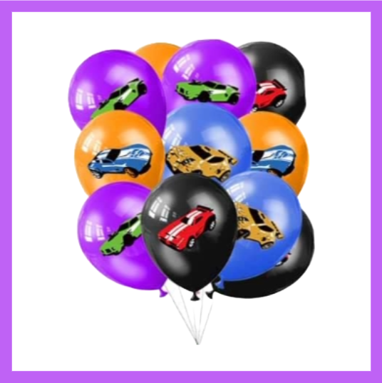 8 Pcs set of Race Car Themed Balloon Bouquet BQ106