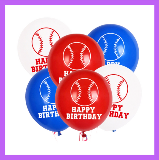 6 Pieces Assorted Set Happy Birthday Baseball Latex Balloons BQ53