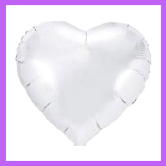 18" White Heart Foil Balloon FH18