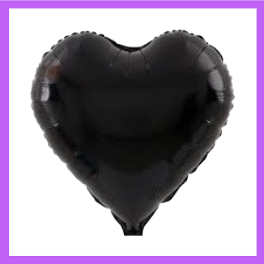 18" Black Heart Foil Balloon FH12