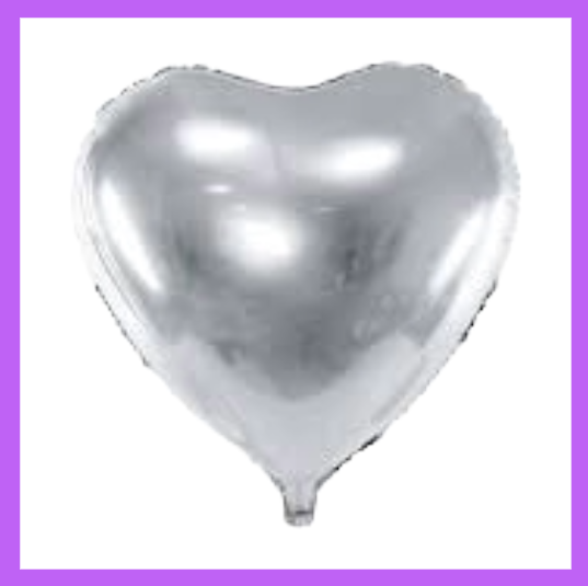 18" Silver Heart Foil Balloon FH08