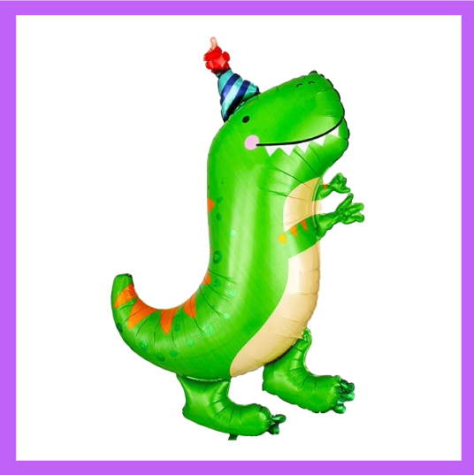 34x24 Green Birthday Blue Dinosaur Foil Balloon SC39