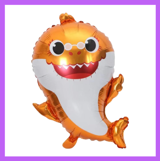 26x18 Cartoon Orange Shark Foil Balloon SC160