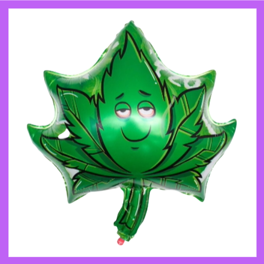 21x19 Smiling Cannabis Weed Leaf Inch Foil Balloon SC145