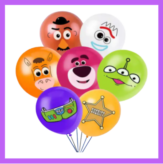 6 Piece Set of Assorted Cartoon Movie Toy Characters Latex Balloon Bouquet BQ68