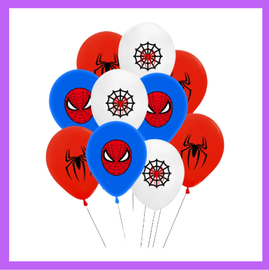 10 Pcs Set of Assorted Spider Man 12" Latex Balloons BQ66