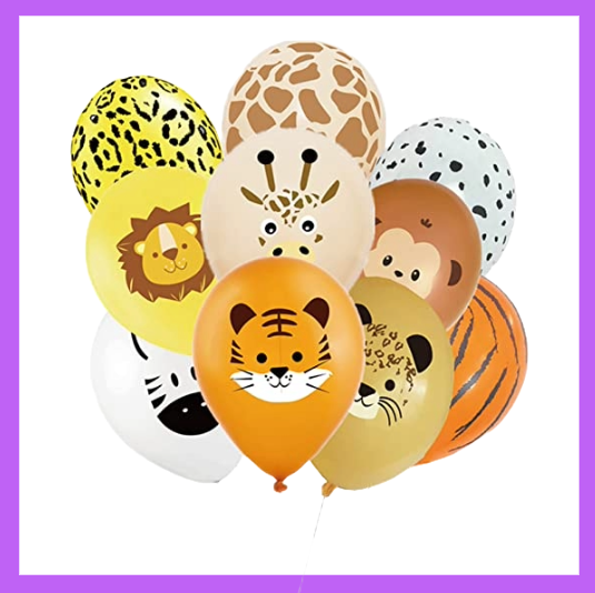 10 Pcs Set of Assorted Safari Animal 12" Latex Balloons BQ64