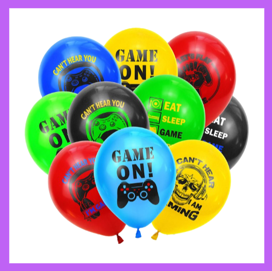 10 Pcs Mixed Gamer, Gaming, Game on Balloons  of 12" Latex Balloons BQ62