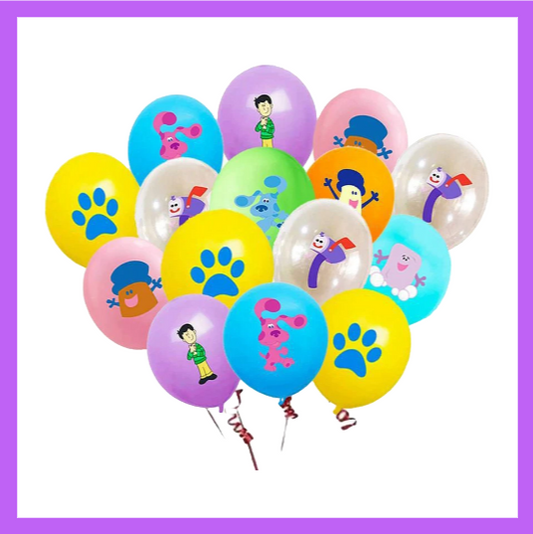 17 Pcs Set of Assorted Blue Dog 12" Latex Balloons BQ60