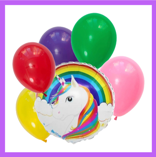 6 Pcs Raindbow Unicorn Set  Balloon Bouquet BQ49