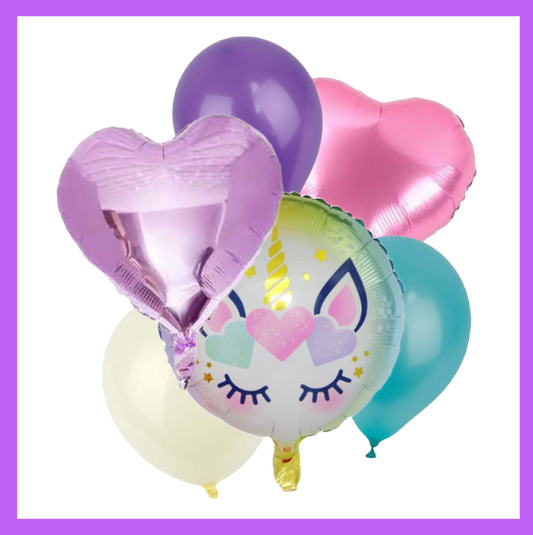 6 Pcs Set Pretty and Sweet Unicorn Balloon Bouquet BQ48