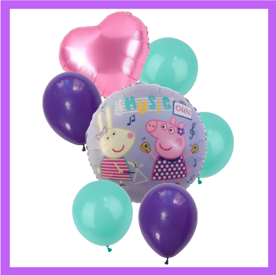 7 Pcs set Kids Favorite Pig Balloon Bouquet BQ40