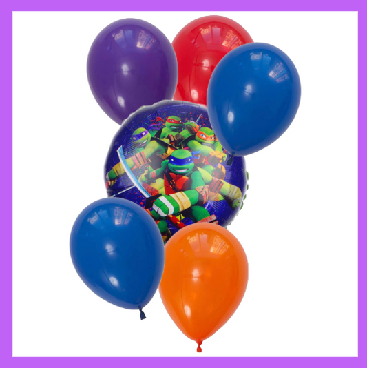 6 Pcs Fighting Turtle Heros Balloon Bouquet BQ29