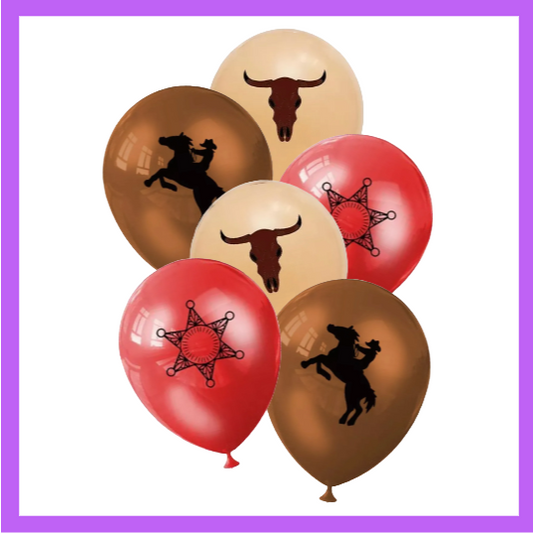 6 Pcs Cowboy Wild West Themed Balloon Bouquet BQ73