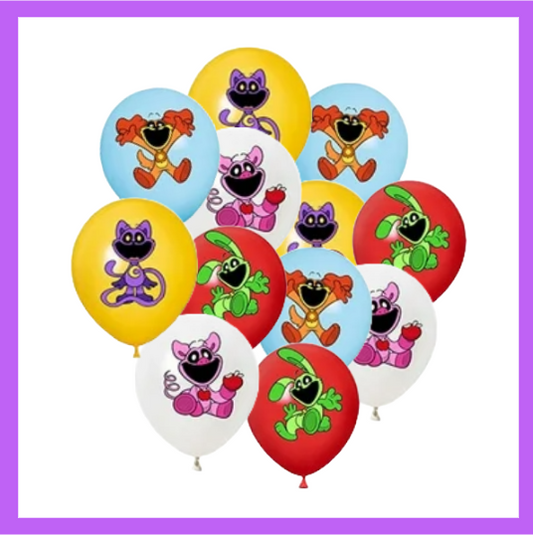 12 Pcs Purple Cat and Friends Themed Balloons BQ154