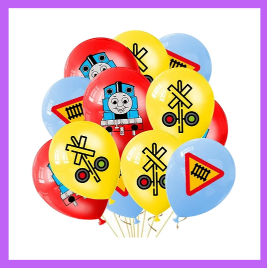 6 Pcs Friendly Cartoon Train Latex Balloons BQ137