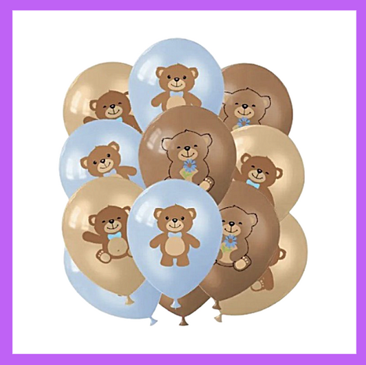 6 Pcs Set of Cute Boy Teddy Bears Latex Balloons BQ134