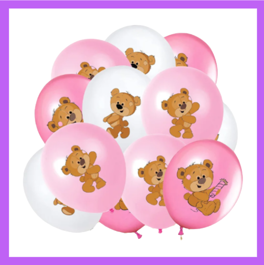 6 Pcs Set of Cute Girl Teddy Bears Latex Balloons BQ133