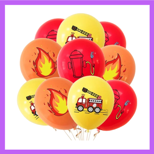 8 pcs set of 12" Fireman Fire Department Themed Balloons BQ127