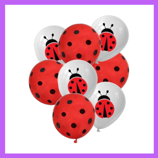 8 pcs of 12 inch latex Lady Bug Balloons BQ125