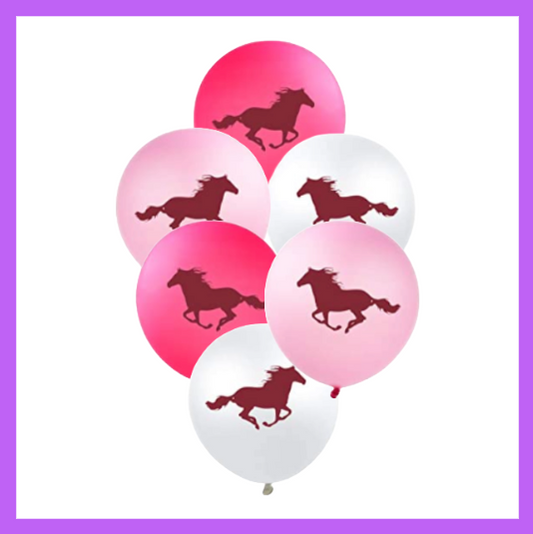 6 Pcs set of Cowgirl Wild West Horse Themed Balloon Bouquet BQ73