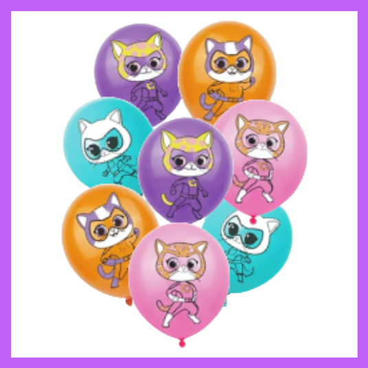 8 Pcs set of Cute Cartoon Cat Hero Balloons BQ120