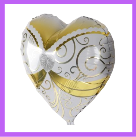 18" Beautiful Wedding Engagement design Heart Foil Balloon W08