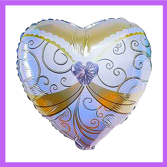 18" Beautiful Wedding Engagement design Heart Foil Balloon W08