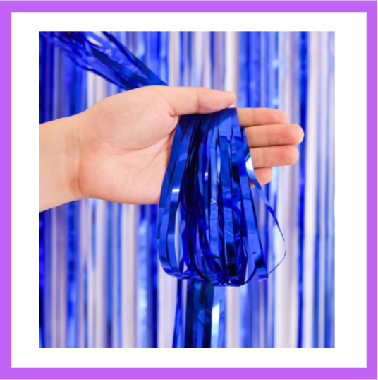 9 Ft long Set of Two Royal Blue Foil Curtain Backdrop FC07