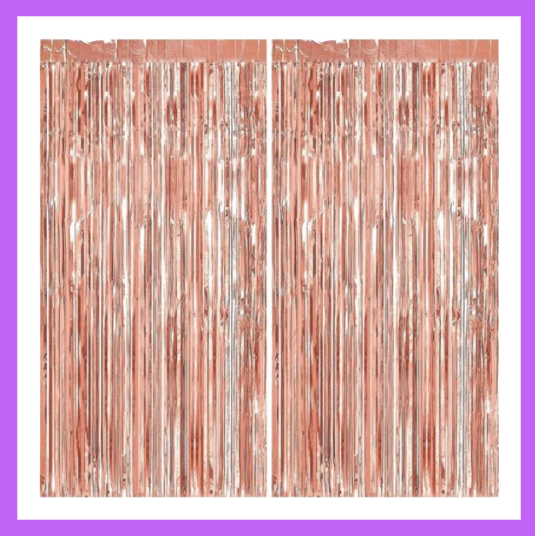 9 Ft long Set of Rose Gold Blue Foil Curtain Backdrop FC01