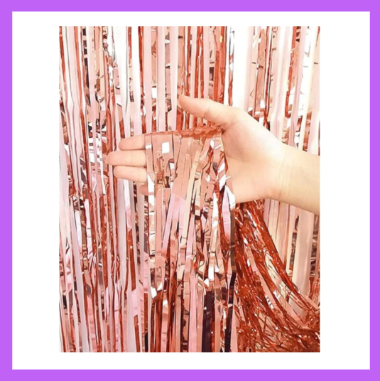 9 Ft long Set of Rose Gold Blue Foil Curtain Backdrop FC01